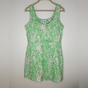 Fabletics Tennis On The Go Built In Bra/Shorts Dress Green/white Women's Size L